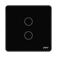 Công tắc cảm ứng nhà thông minh FPT Smart Home Athena vuông màu đen 2 nút