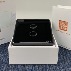 Công tắc cảm ứng nhà thông minh FPT Smart Home Athena vuông màu đen 2 nút