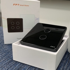Công tắc cảm ứng nhà thông minh FPT Smart Home Athena vuông màu đen 2 nút