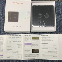 Công tắc cảm ứng nhà thông minh FPT Smart Home Athena vuông màu đen 2 nút