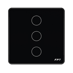 Công tắc cảm ứng nhà thông minh FPT Smart Home Athena vuông màu đen 3 nút