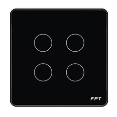 Công tắc cảm ứng nhà thông minh FPT Smart Home Athena vuông màu đen 4 nút