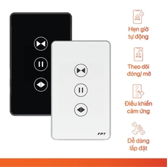 Công tắc điều khiển rèm cửa nhà thông minh FPT chữ nhật màu đen Zigbee