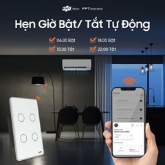 Công tắc cảm ứng nhà thông minh FPT Leto chữ nhật trắng 4 nút