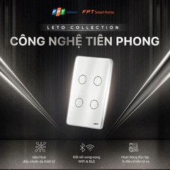 Công tắc cảm ứng nhà thông minh FPT Leto chữ nhật trắng 4 nút