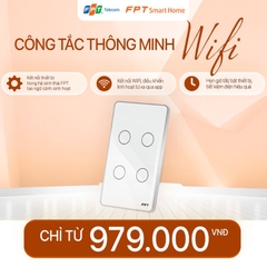 Công tắc cảm ứng nhà thông minh FPT Leto chữ nhật trắng 4 nút