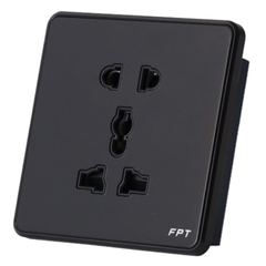 Ổ Cắm Mặt Kính Âm Tường FPT Vuông Màu Đen