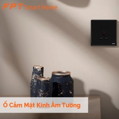 Ổ Cắm Mặt Kính Âm Tường FPT Vuông Màu Đen