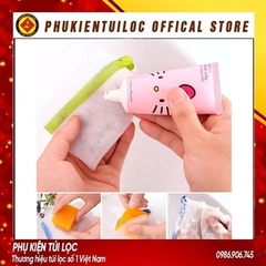 Túi Lưới Đựng Xà Phòng Túi Lưới Tạo Bọt Xà Bông Tiện Lợi - 2 Lớp Có Dây Rút 15x9CM