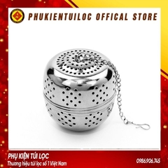 Bóng Lọc Trà inox mạ bạc cao cấp có dây treo tiện lợi- 6.6 x 6.8 cm (A0688)