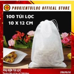 ( Sỉ) Combo 100 Túi lọc trà, cà phê vải không dệt có dây rút - Túi lọc nhiều kích thước