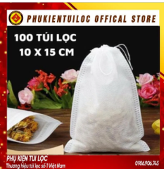 ( Sỉ) Combo 100 Túi lọc trà, cà phê vải không dệt có dây rút - Túi lọc nhiều kích thước