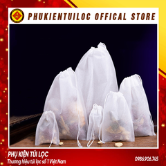 Combo 100 Túi lọc trà, thảo dược lưới tam giác 5.8x7 cm dây nhúng, hàn nhiệt