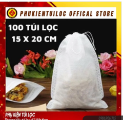 ( Sỉ) Combo 100 Túi lọc trà, cà phê vải không dệt có dây rút - Túi lọc nhiều kích thước