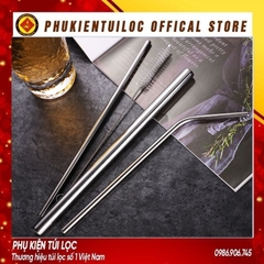 BỘ ỐNG HÚT INOX Thép Không Gỉ Cao Cấp Và Bàn Chải Cọ Rửa - Ống Hút Dài Đủ Size Cho Mọi Đồ Uống & Trà Sữa