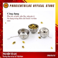 Bóng Lọc Trà inox mạ bạc cao cấp có dây treo tiện lợi- 6.6 x 6.8 cm (A0688)