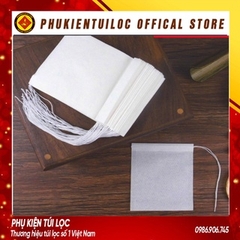 Combo 100 túi lọc trà giấy lọc trà, cafe có dây rút đầy đủ kích thước