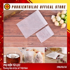 Combo 100 túi lọc trà, cafe,thảo dược có dây rút chất liệu vải không dệt-5.5x7cm