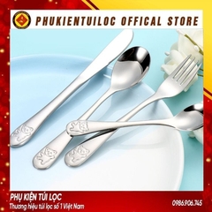 Thìa, dĩa, dao gấu trẻ em inox 410,430,304 mạ vàng thiết kế hiện đại sáng trọng độ dài 13-15-17cm