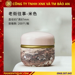 Lon trà hình cầu hoạ tiết đa dạng – Chuyên đựng trà, bột matcha, cacao