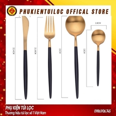 Combo 4 món Muỗng dao dĩa thìa cafe cá nhân, gia đình, inox 304 cao cấp phủ bóng