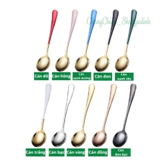 Thìa Inox 304 cao cấp độ dày 3.5mm mạ vàng cán dài nhiều màu sắc( kèm túi)
