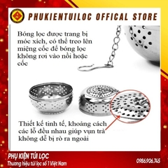Bóng Lọc Trà inox mạ bạc cao cấp có dây treo tiện lợi- A0682-5.6x5.9cm