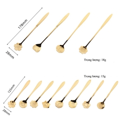 Thìa cafe, muỗng cafe inox 304 cao cấp, hai màu vàng bạc sang trọng hoa văn siêu đẹp trang trí bàn ăn, decor