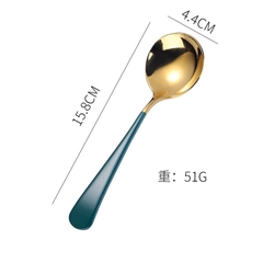 Thìa Inox 304 cao cấp độ dày 3.5mm mạ vàng cán dài nhiều màu sắc( kèm túi)