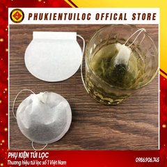 Combo 100 túi lọc giấy hình trống có dây rút lọc trà hoa, trà bột, cafe, bột thảo dược