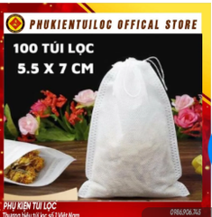( Sỉ) Combo 100 Túi lọc trà, cà phê vải không dệt có dây rút - Túi lọc nhiều kích thước