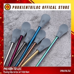 Thìa inox 304 kết hợp Silicone có thể tháo rời khuấy pha trà, cafe siêu tiện lợi