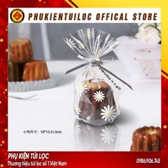 Set 100 Túi đựng bánh cookie/ bánh quy/ trà hoa( túi trắng mờ hoa cúc) nhiều kích thước- Phukientuiloc.com