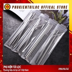 BỘ ỐNG HÚT INOX Thép Không Gỉ Cao Cấp Và Bàn Chải Cọ Rửa - Ống Hút Dài Đủ Size Cho Mọi Đồ Uống & Trà Sữa