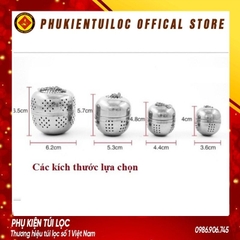 Bóng Lọc Trà inox mạ bạc cao cấp có dây treo tiện lợi- 6.6 x 6.8 cm (A0688)