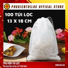 ( Sỉ) Combo 100 Túi lọc trà, cà phê vải không dệt có dây rút - Túi lọc nhiều kích thước