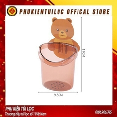 Cốc Gấu DÁN TƯỜNG - Hũ Đựng Bàn Chải Và Kem Đánh Răng Hình Gấu Dễ Thương- Phukientuiloc.com