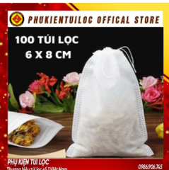 ( Sỉ) Combo 100 Túi lọc trà, cà phê vải không dệt có dây rút - Túi lọc nhiều kích thước