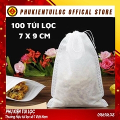 Combo 100 túi lọc trà, cafe,thảo dược có dây rút chất liệu vải không dệt-7x9cm