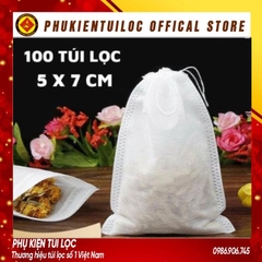 Combo 100 túi lọc trà, cafe,thảo dược có dây rút chất liệu vải không dệt-5x7cm
