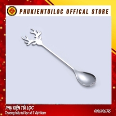 Bộ thìa dĩa sừng hươu inox 304 dụng cụ pha trà, cafe mừng giáng sinh, năm mới- Phukientuiloc.com