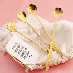 Thìa cafe, muỗng cafe inox 304 cao cấp, hai màu vàng bạc sang trọng hoa văn siêu đẹp trang trí bàn ăn, decor