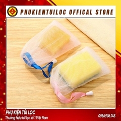 Túi Lưới Đựng Xà Phòng Túi Lưới Tạo Bọt Xà Bông Tiện Lợi - 2 Lớp Có Dây Rút 15x9CM