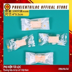 Set 100 Túi đựng bánh cookie/ bánh quy/ trà hoa( túi trắng mờ hoa cúc) nhiều kích thước- Phukientuiloc.com