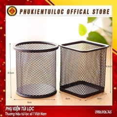 Hũ Giỏ Đựng Bút Lưới Sắt Để Bàn - Ống Lọ Cắm Bút Kim Loại Văn Phòng Phẩm (Chọn Màu)