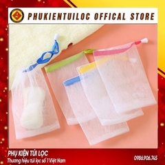 Túi Lưới Đựng Xà Phòng Túi Lưới Tạo Bọt Xà Bông Tiện Lợi - 2 Lớp Có Dây Rút 12x9cm