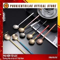 Thìa inox 304 mặt cười sáng tạo thìa cà phê khuấy thìa vàng thìa tròn kem thìa thìa súp nhỏ của trẻ em - Phukientuiloc