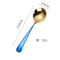 Thìa Inox 304 cao cấp độ dày 3.5mm mạ vàng cán dài nhiều màu sắc( kèm túi)