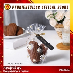 Set 100 Túi đựng bánh cookie/ bánh quy/ trà hoa( túi trắng mờ hoa cúc) nhiều kích thước- Phukientuiloc.com