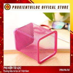 Hũ Giỏ Đựng Bút Lưới Sắt Để Bàn - Ống Lọ Cắm Bút Kim Loại Văn Phòng Phẩm (Chọn Màu)